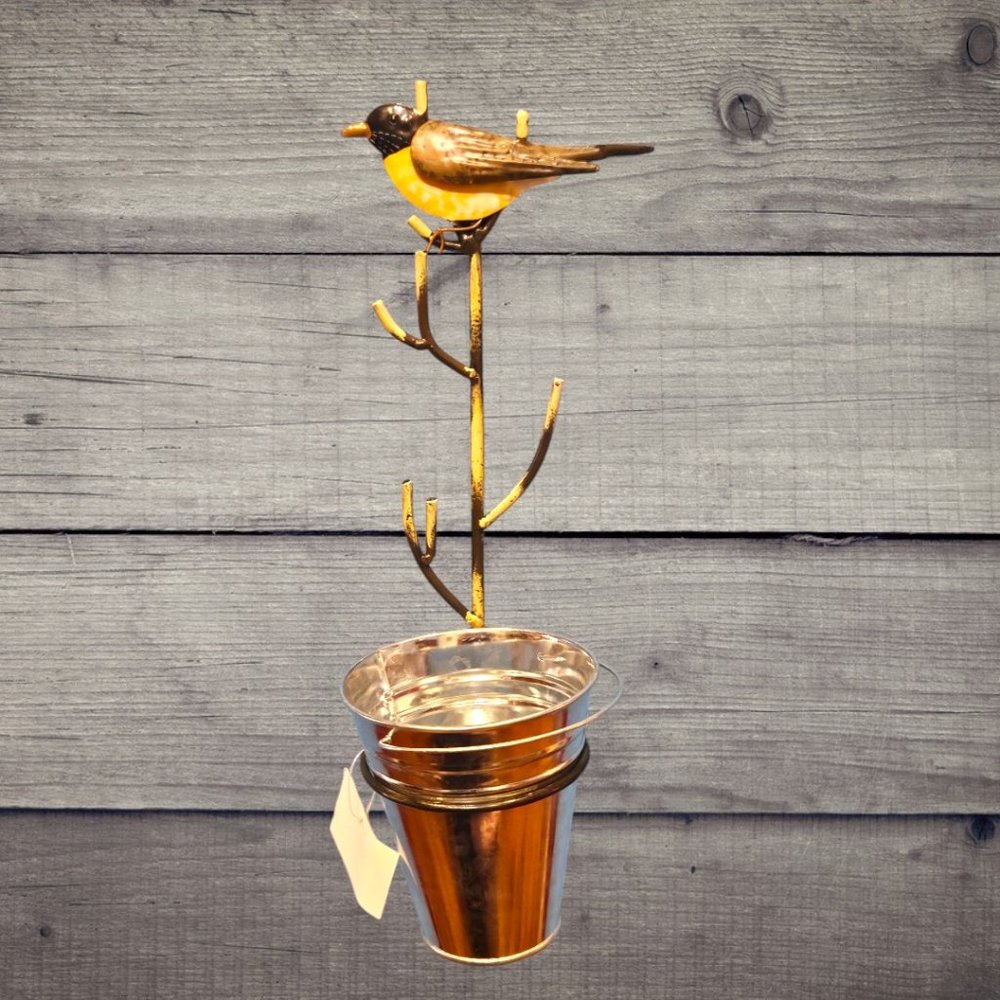 Warbler Bird Metal Wall Hanger - Planter - Accessories - Crafts - Songbird
